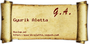 Gyurik Aletta névjegykártya